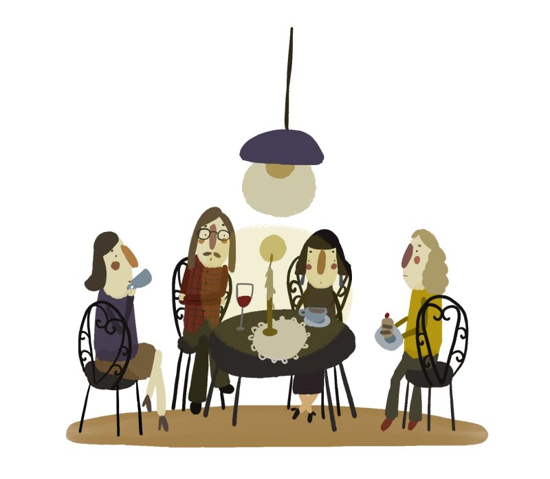 Grupa osób siedzących przy stoliku